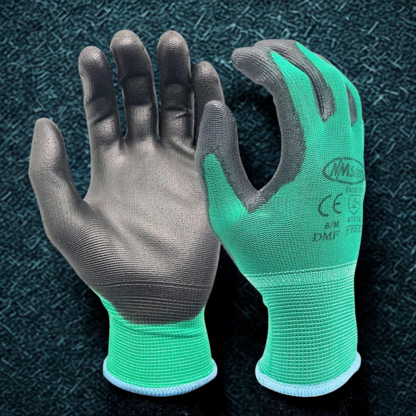 Polyurethane-Coated Protective Gloves — 13 Gauge Nylon | CE EN388 Certified | DMF Free