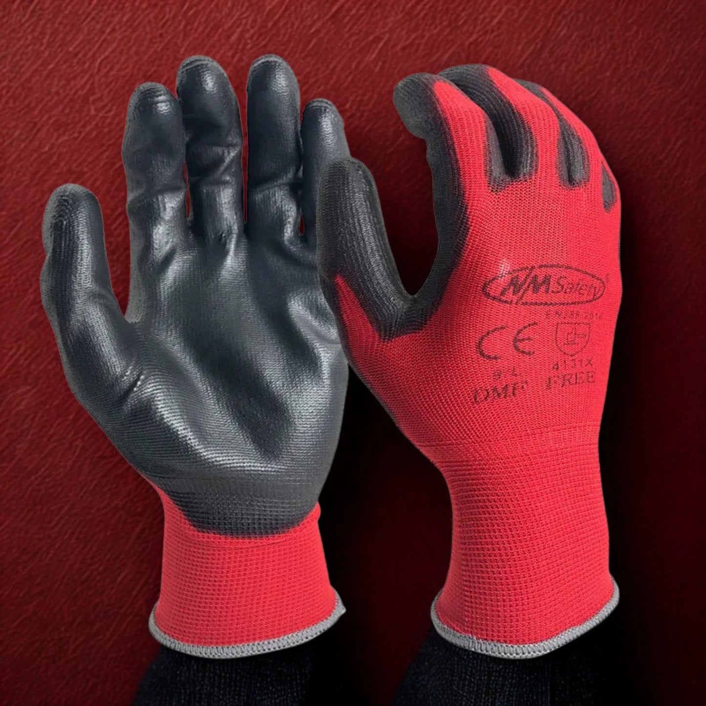 Polyurethane-Coated Protective Gloves — 13 Gauge Nylon | CE EN388 Certified | DMF Free